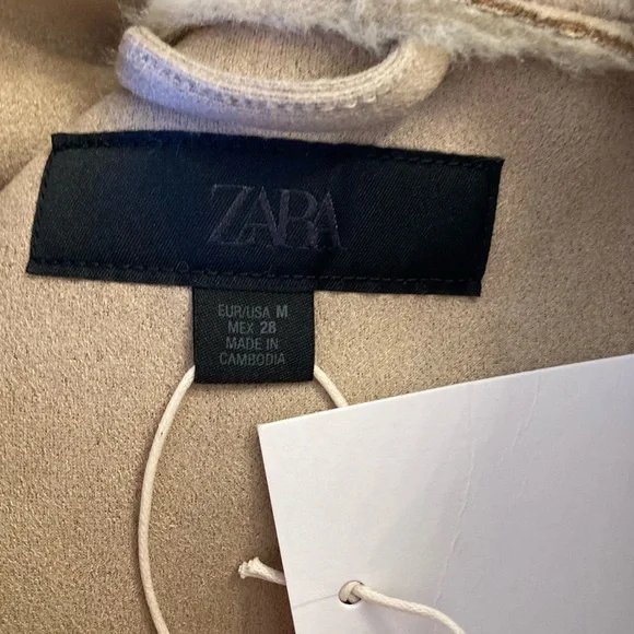 ZARA Tan Faux Shearling Fur Hooded Vest NWT - Picture 11 of 15